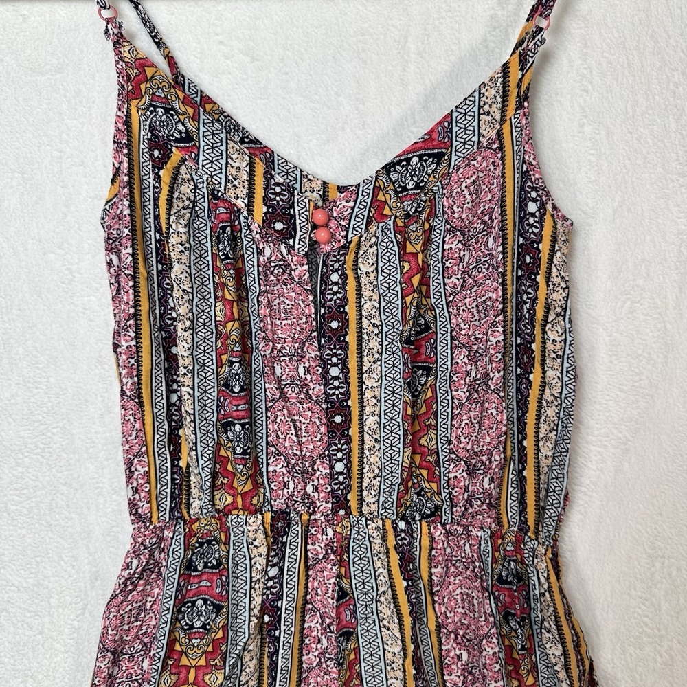 Pink Rose Vintage Jumpsuit Small S Boho Medallion Stripe Rayon Festival Wide Leg - Picture 9 of 11